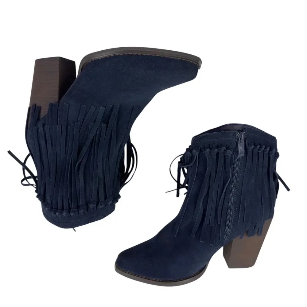 Very Volatile Cupid Fringe Boho Hippie Festival Ankle Booties Women's Size 9